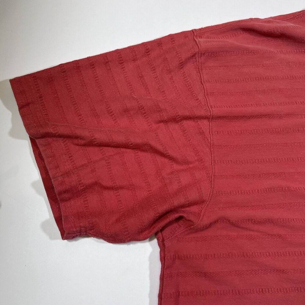 LL Bean 100% Cotton Short Sleeve Coral Textured Stripe Polo Golf Shirt Men's XL - Picture 5 of 9